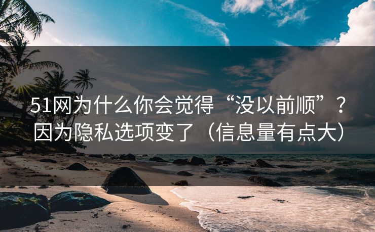 51网为什么你会觉得“没以前顺”？因为隐私选项变了（信息量有点大）