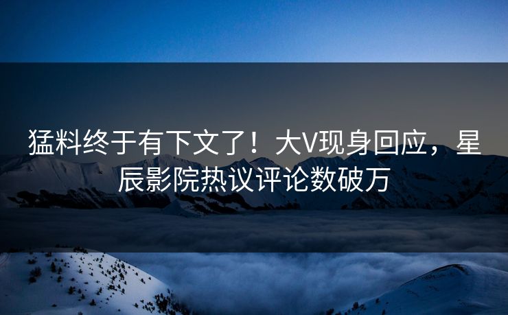 猛料终于有下文了！大V现身回应，星辰影院热议评论数破万