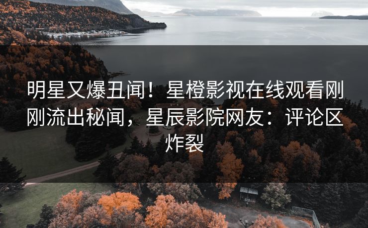 明星又爆丑闻！星橙影视在线观看刚刚流出秘闻，星辰影院网友：评论区炸裂