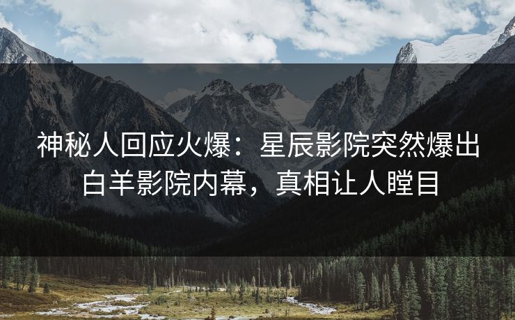 神秘人回应火爆：星辰影院突然爆出白羊影院内幕，真相让人瞠目