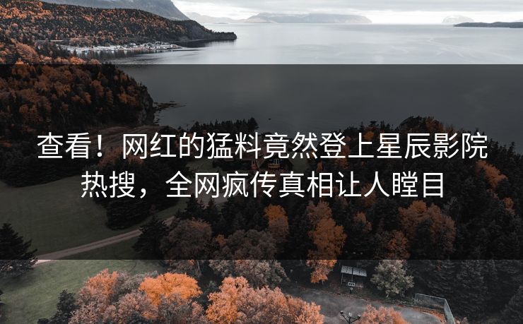 查看!网红的猛料竟然登上星辰影院热搜,全网疯传真相让人瞠目