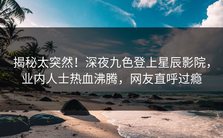 揭秘太突然！深夜九色登上星辰影院，业内人士热血沸腾，网友直呼过瘾